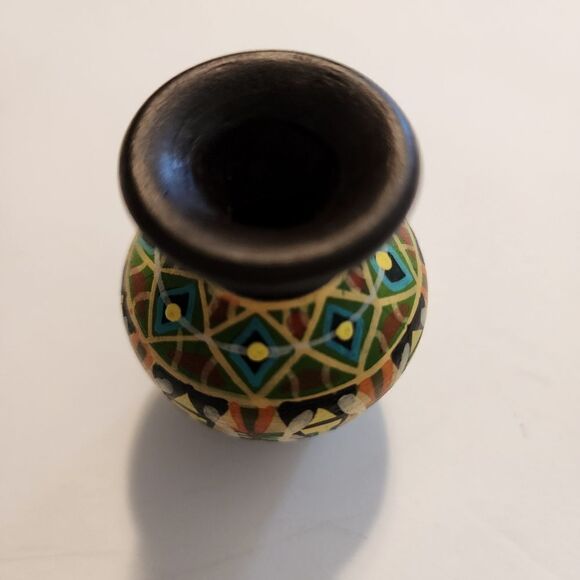 Palayok Hand Painted Set Of 4 Bright Multi-Colored Miniature Clay Pots Vintage - Picture 8 of 11